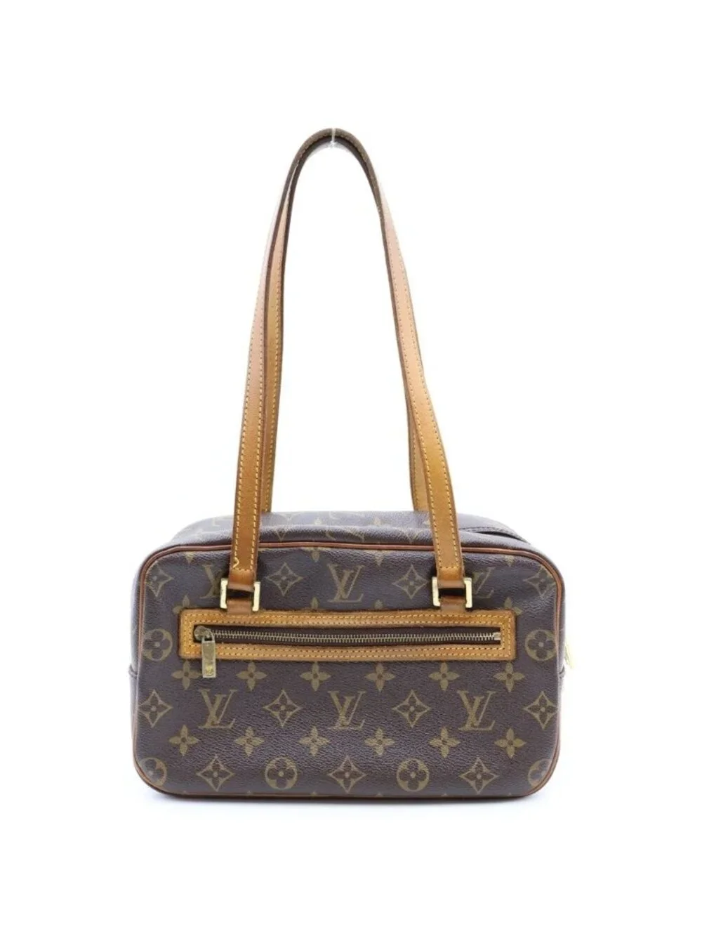 Louis Vuitton Monogram Cite MM Shoulder Bag Brown Leather